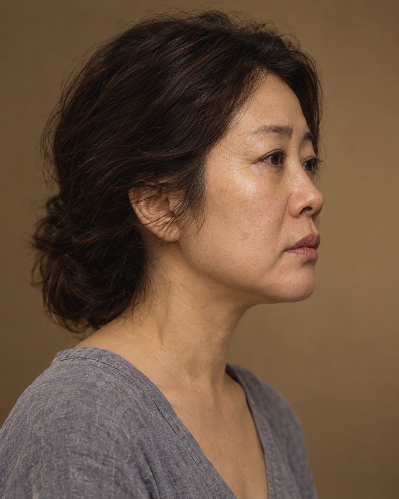 턱선 경계가 흐려진 옆얼굴